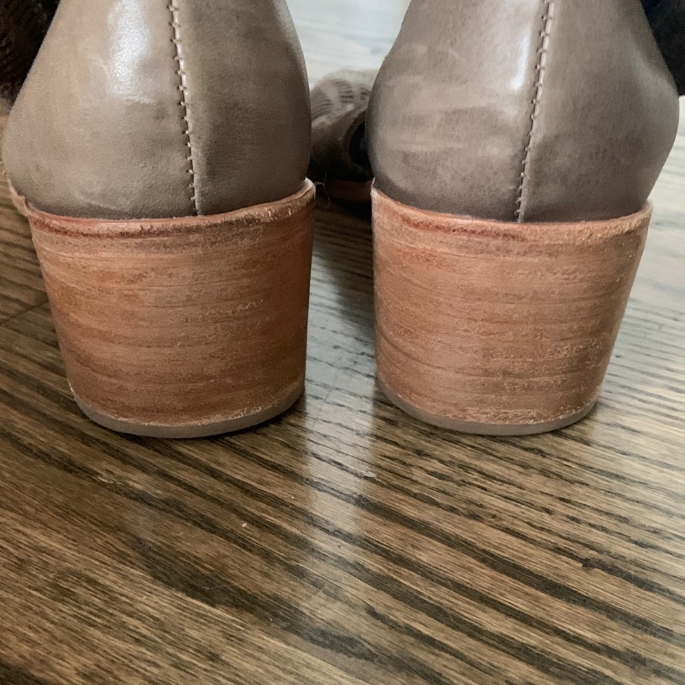 Baske Stylish Brown Leather Peep-Toe Ankle Boots - Picture 5 of 10
